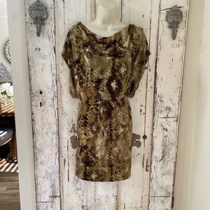 Azure Size Small Womam's Green Brown Ivory Gray Dolman Cowl Belted Blouson Dress